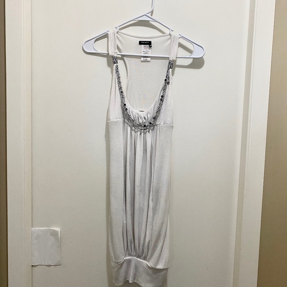 Miss Sixty Necklace Mini Tank Dress Pearl White XS - Picture 3 of 11